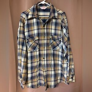 VTG Best Endorsed by Jim "Catfish" Hunter Plaid Flannel Button Down Shirt Sz XL